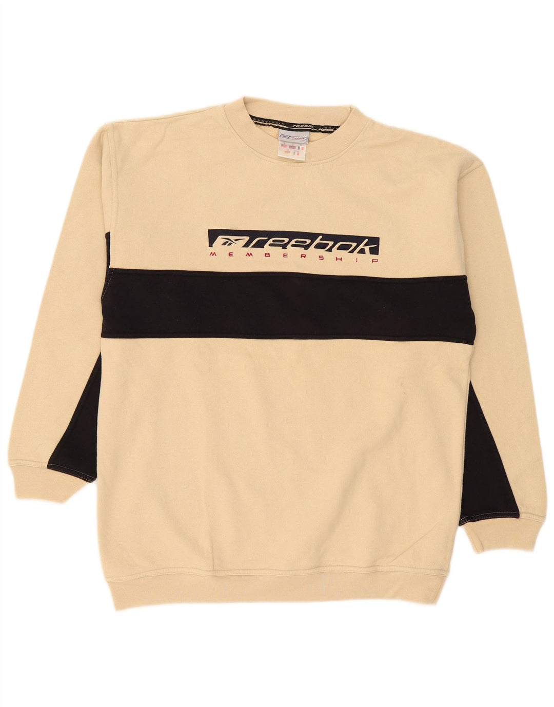 Reebok Hombre Sudadera Gráfica Jersey Small Beige Colorblock Algodón