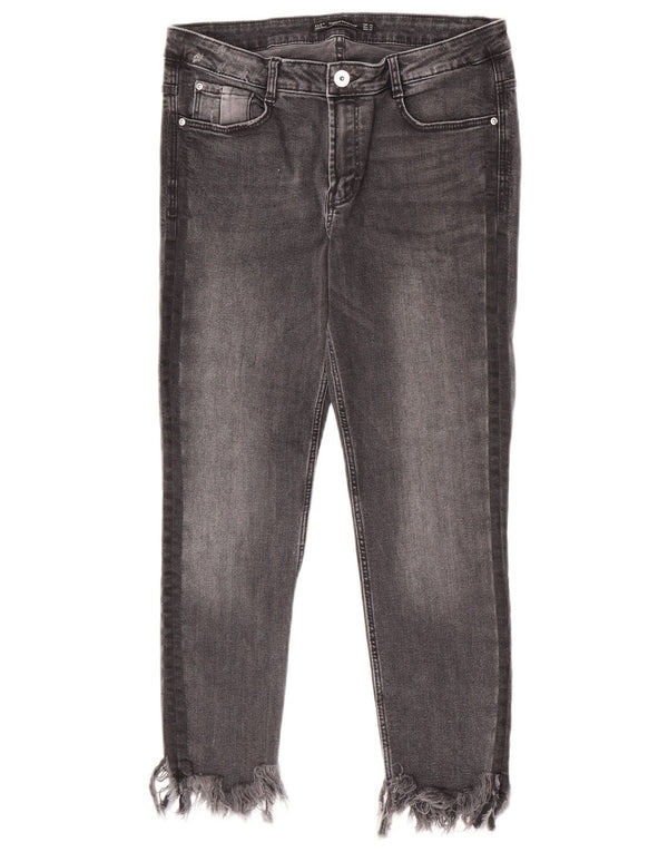 Zara Mujer Trafaluc Crop Skinny Jeans EU 42 Large W32 L24 Gris