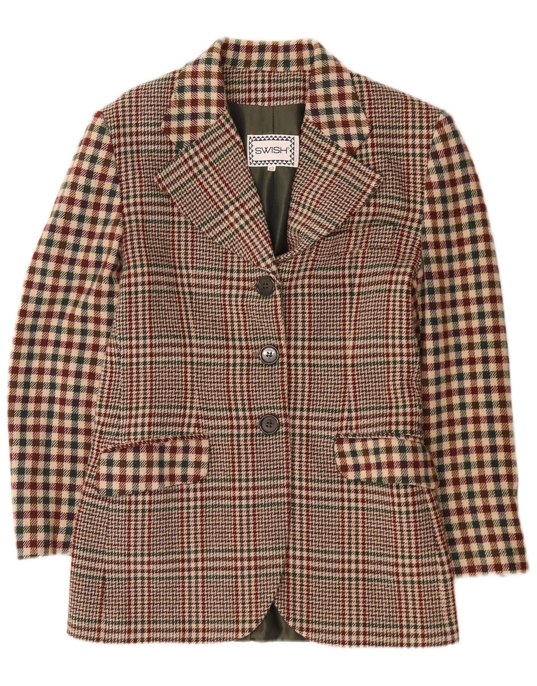 Chaqueta tipo blazer de 3 botones para mujer Swish IT 42 Lana de pata de gallo marrón medio