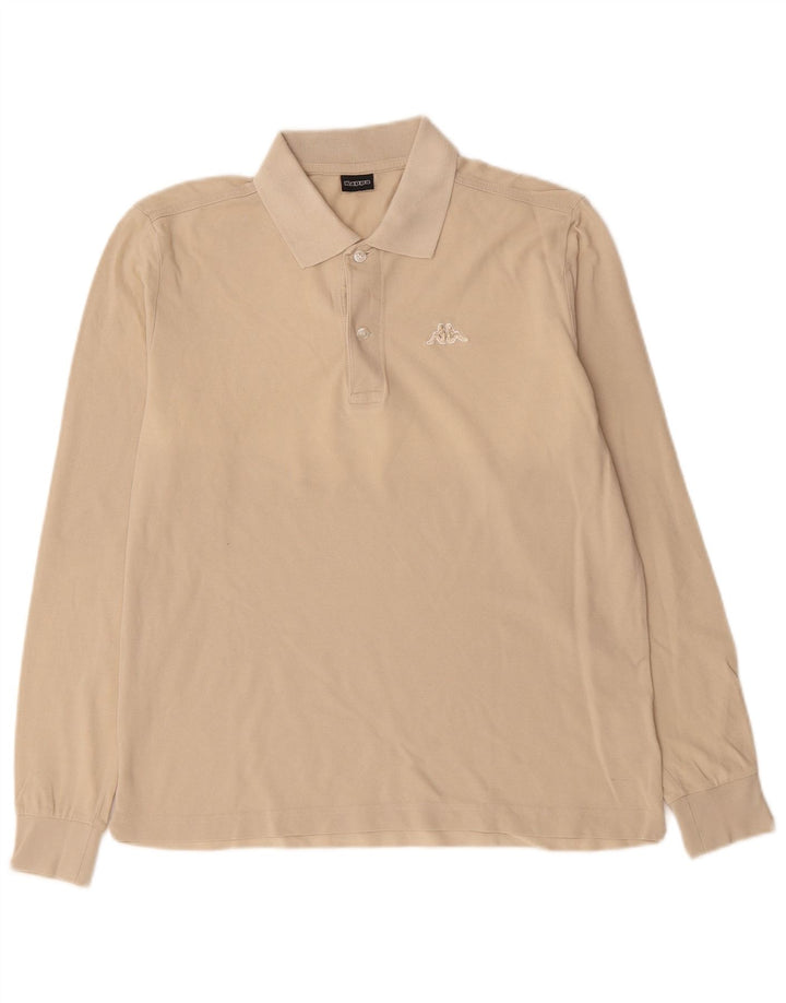 KAPPA Polo de manga larga para hombre pequeño algodón beige
