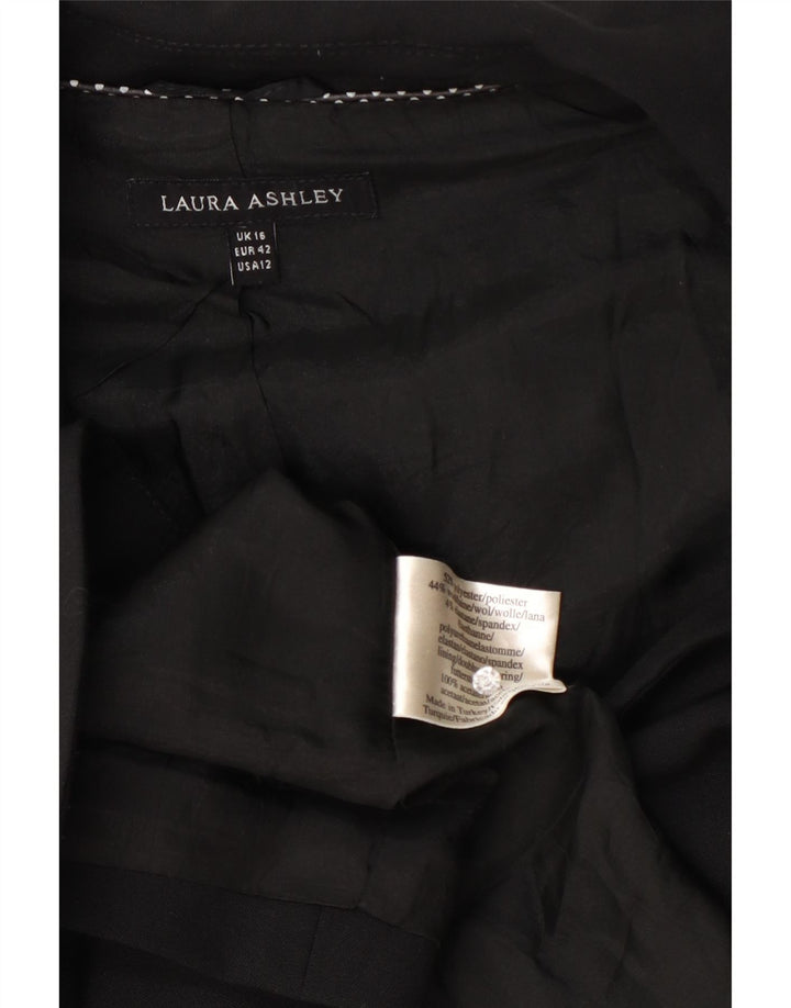 Laura Ashley Chaqueta tipo blazer con 1 botón para mujer UK 46 Grande Poliéster negro