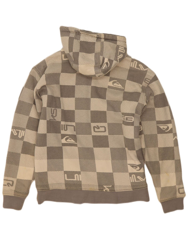 Quiksilver Sudadera con capucha y cremallera gráfica para hombre de algodón geométrico gris grande