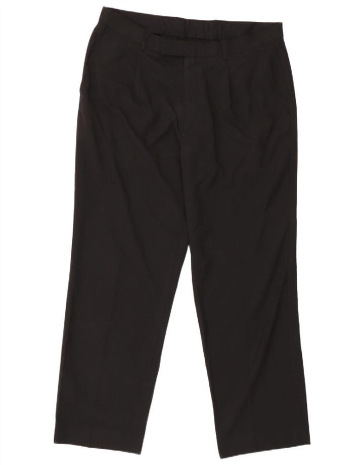 Marks & Spencer Pantalón de traje recto para hombre W36 L29 Poliéster negro