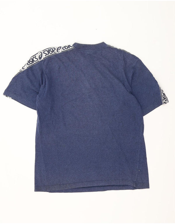 ASICS Camiseta gráfica para hombre Top XL Azul marino Colorblock Algodón