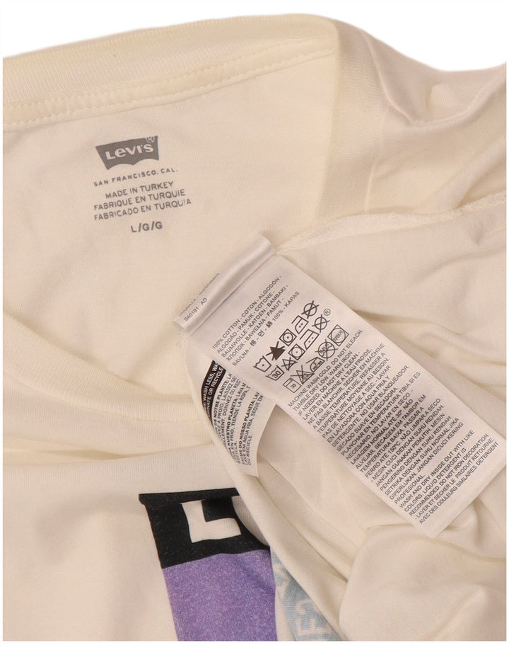 Levi's Camiseta gráfica para hombre Top grande de algodón blanco roto