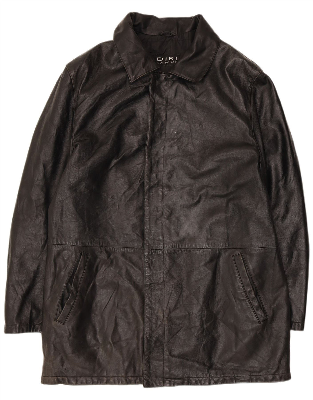 Dibi Abrigo de cuero para hombre IT 50 Cuero negro grande