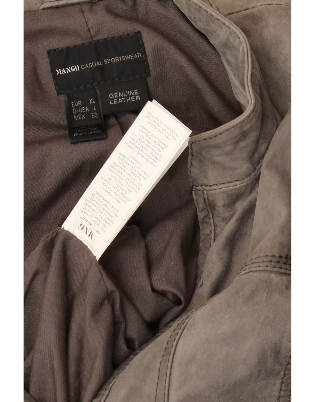 Mango Chaqueta de ante para mujer UK 46 Piel de oveja gris grande