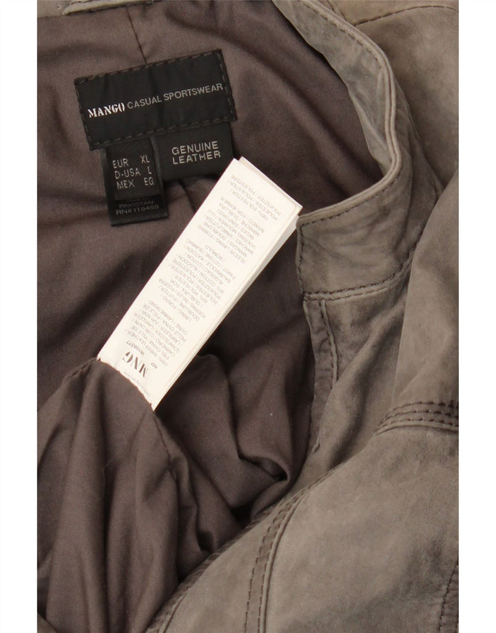 Mango Chaqueta de ante para mujer UK 46 Piel de oveja gris grande