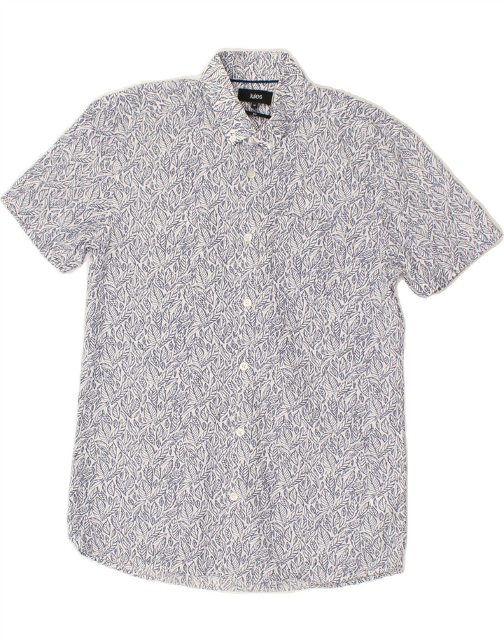 JULES Mens Slim Abstract Pattern Shirt Medium Blue Spotted Cotton | Vintage Jules | Thrift | Second-Hand Jules | Used Clothing | Messina Hembry 
