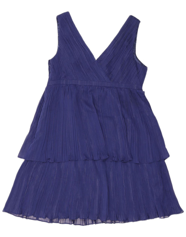 Monsoon Vestido escalonado sin mangas para mujer UK 46 Poliéster a rayas azules grandes