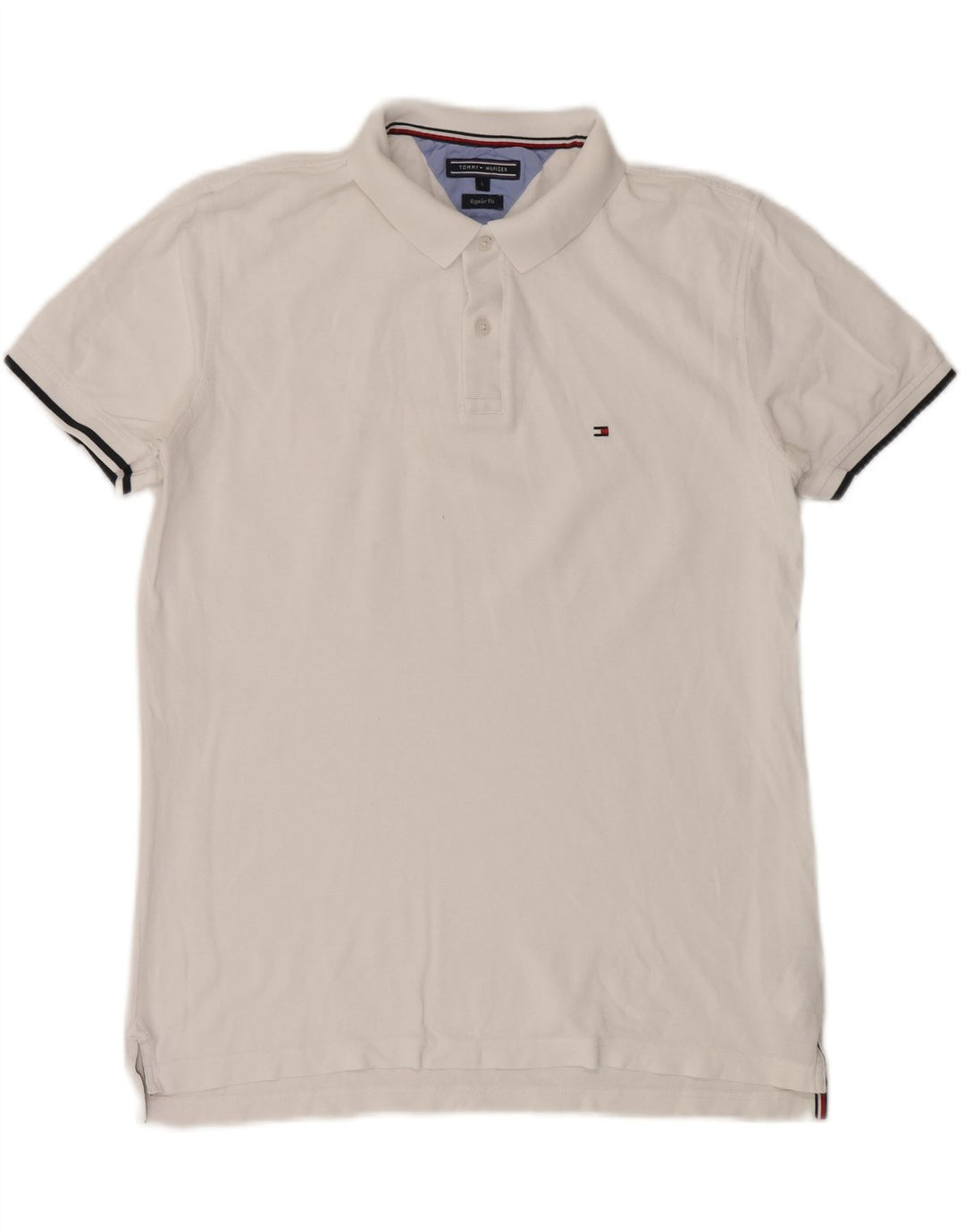 TOMMY HILFIGER Polo de corte regular para hombre grande de algodón blanco