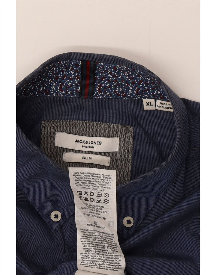 Jack & Jones Hombre Slim Shirt XL Azul Algodón