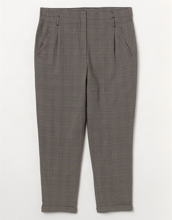 Zara Mujer Trafaluc Pantalón Corto Grande W30 L26 Gris Pata De Gallo