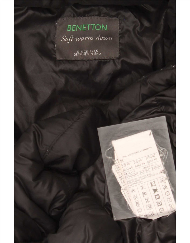 Benetton Abrigo Acolchado Con Capucha Mujer ES 44 Mediano Negro Poliamida