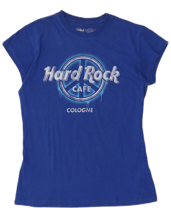 Hard Rock Cafe Mujer Colonia Camiseta Gráfica Top UK 12 Algodón Azul Medio