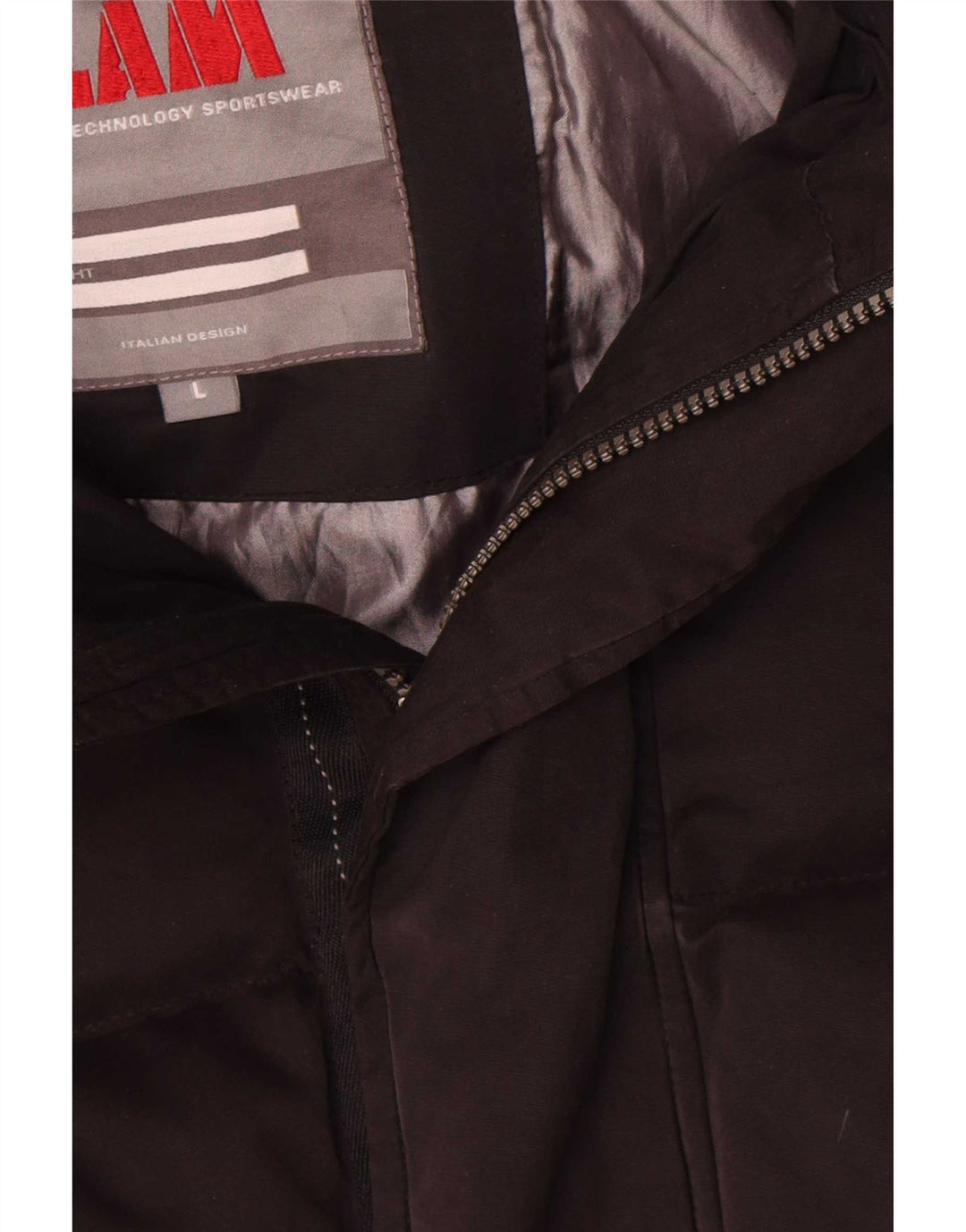 Slam Chaqueta acolchada con capucha para hombre UK 40 Large Algodón negro