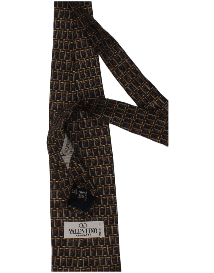 Corbata Valentino Para Hombre Talla Única Marrón Geométrica Seda Diseñador