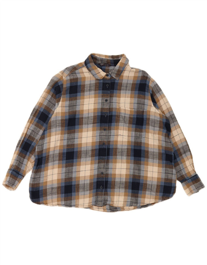 Marks & Spencer Camisa de franela para mujer UK 40 XL Algodón a cuadros multicolor
