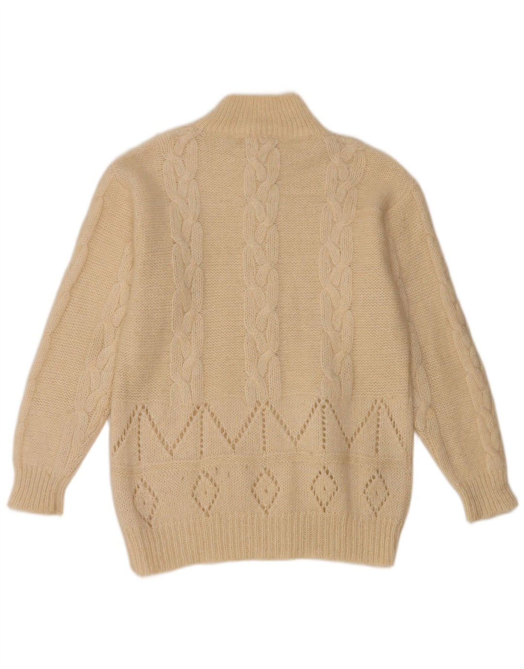 Vintage mujer tortuga cuello jersey suéter Reino Unido 14 medio blanco
