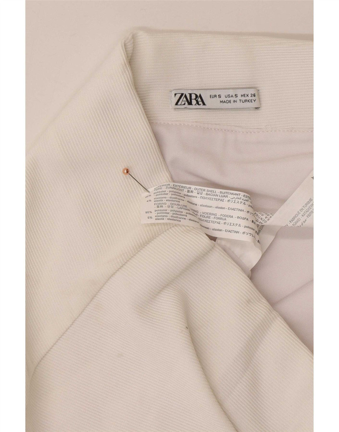 Minifalda Zara Mujer Small W26 Poliéster Blanco