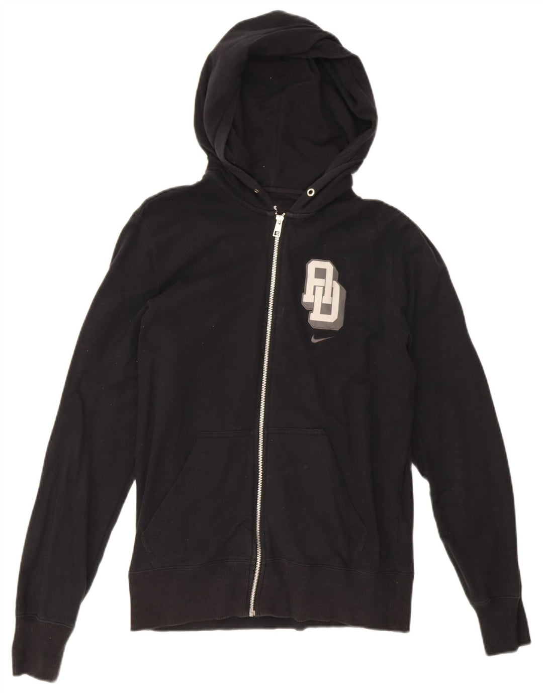 Nike Sudadera con capucha y cremallera gráfica para hombre, algodón negro mediano