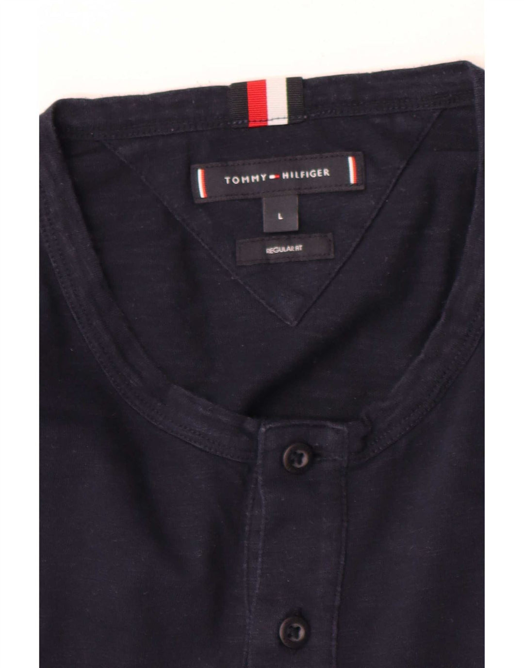 Tommy Hilfiger Mens Regular Fit Top Manga Larga Grande Azul Marino