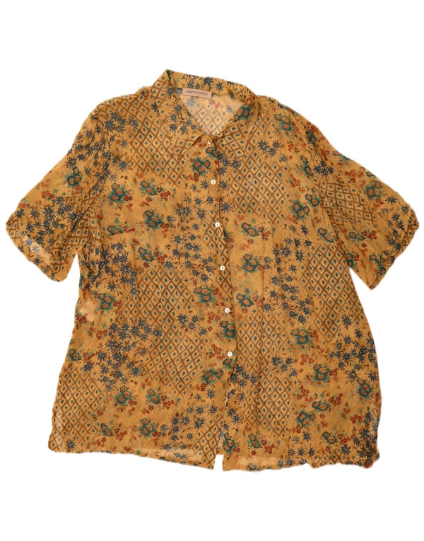 ELENA MIRO Blusa de manga corta para mujer UK 20 2XL Amarillo Floral