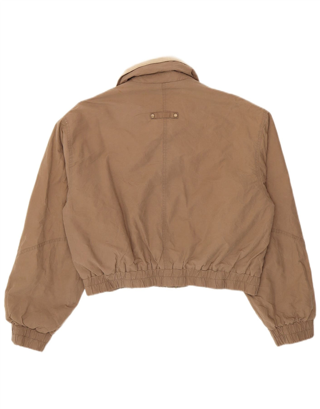 Zara Mujer Crop Bomber Jacket UK 46 Grande Algodón Marrón