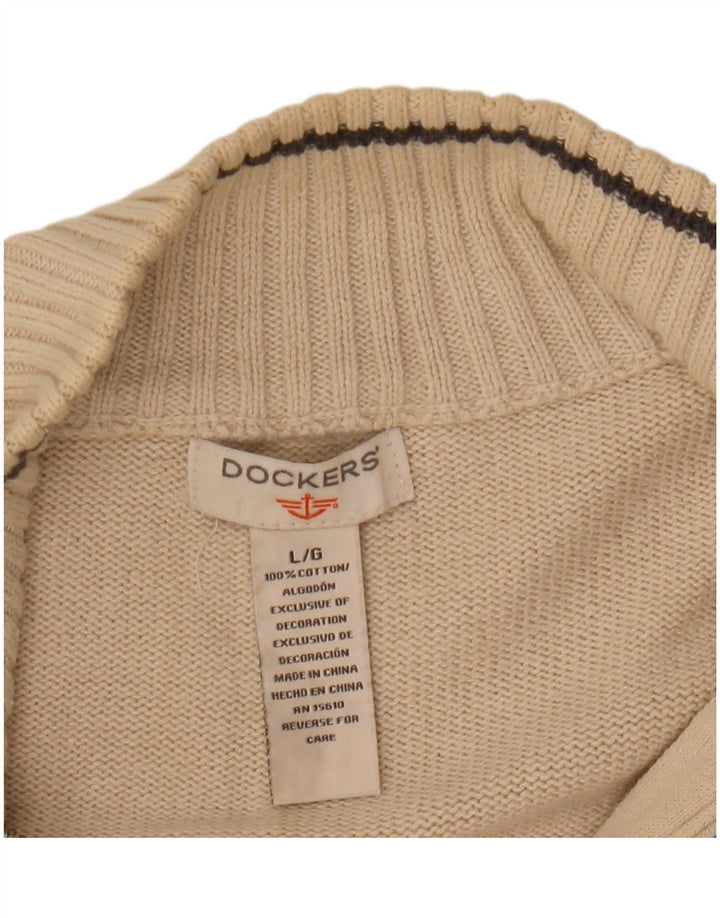 Dockers Jersey con cuello y cremallera para hombre, talla grande, de algodón blanco roto