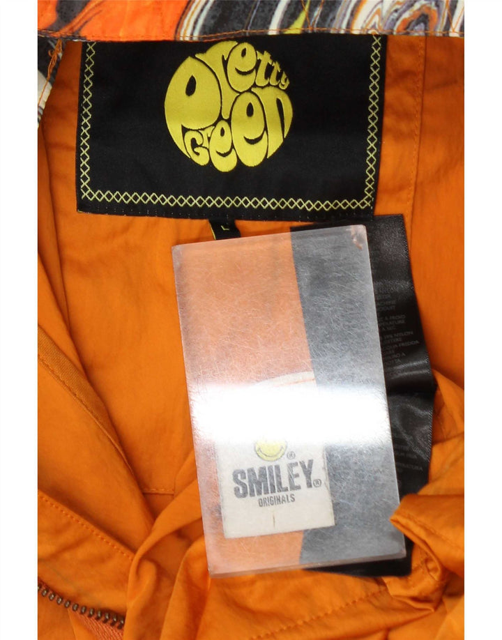 Pretty Green Chubasquero con capucha Smiley para hombre, talla 40, poliéster naranja grande