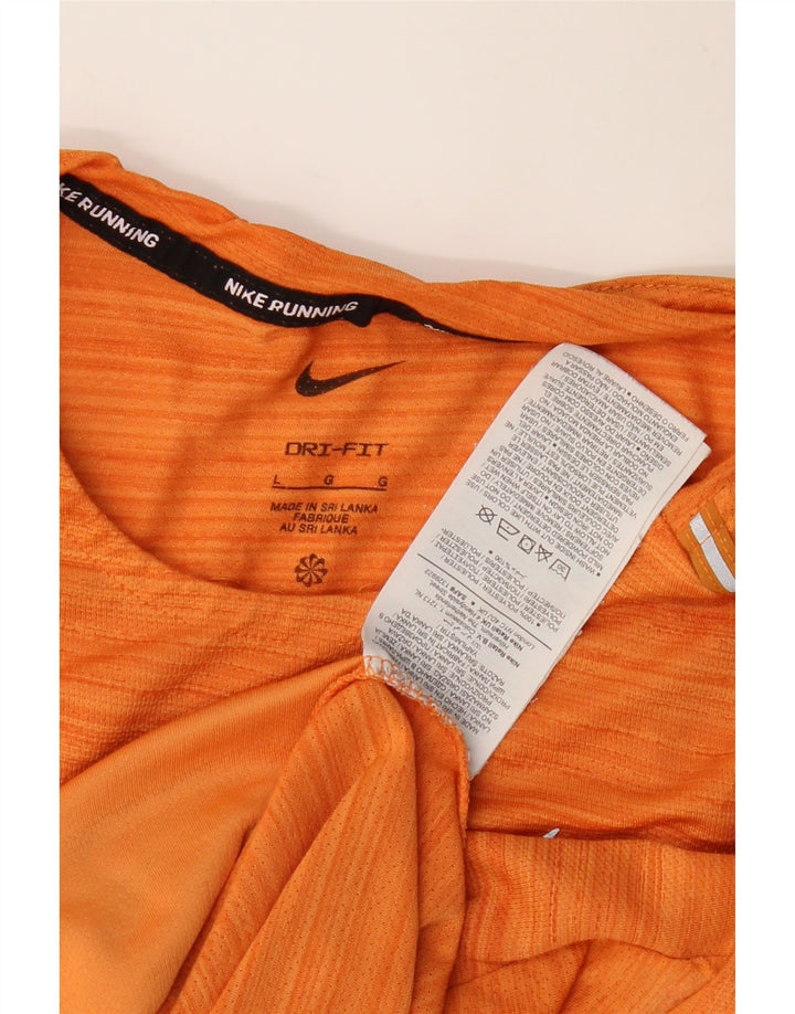 NIKE Camiseta Dri Fit para Hombre Top Grande Naranja Tela a Rayas poliéster