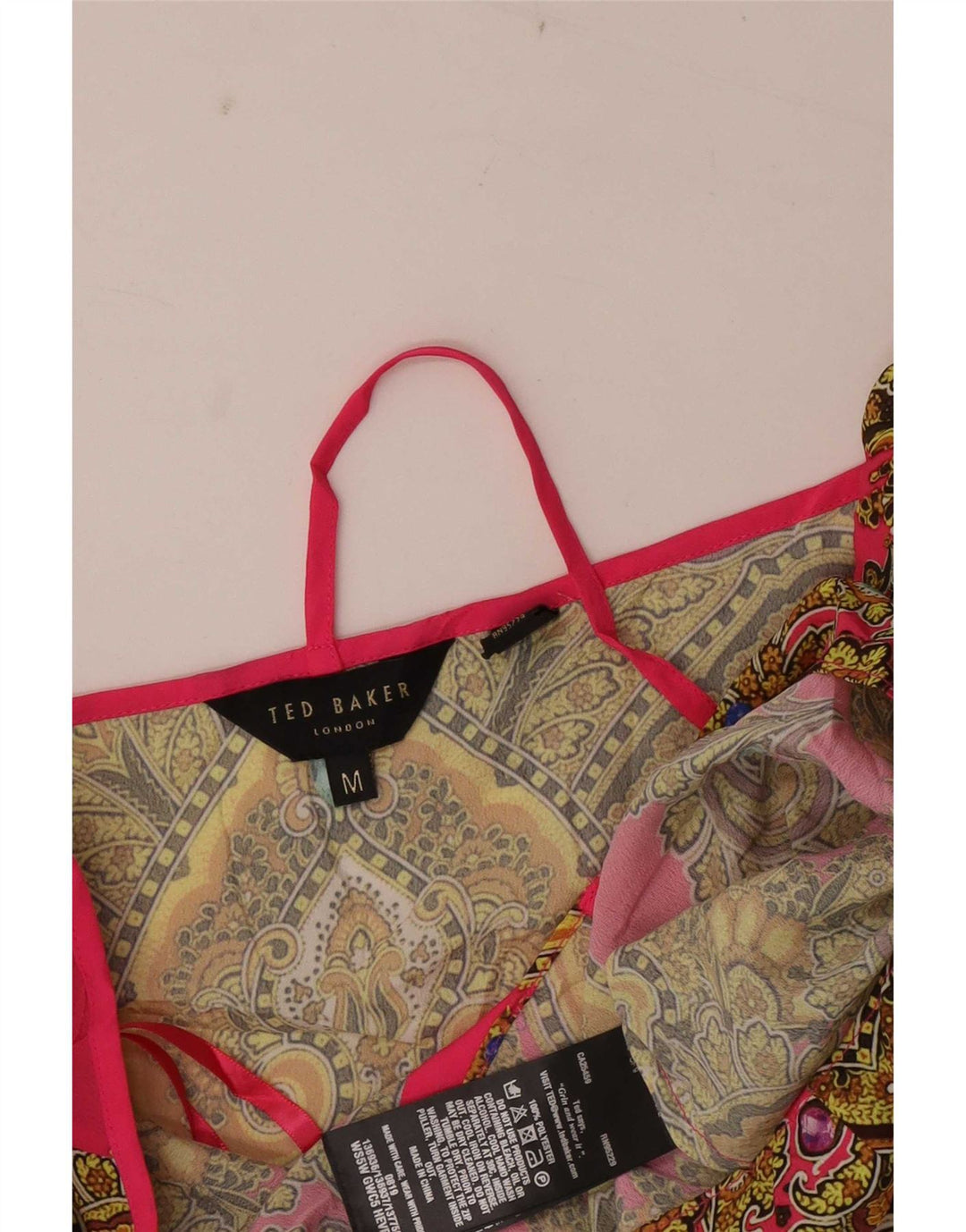 Ted Baker Top Halter para Mujer UK 42 Poliéster Paisley Rosa Medio
