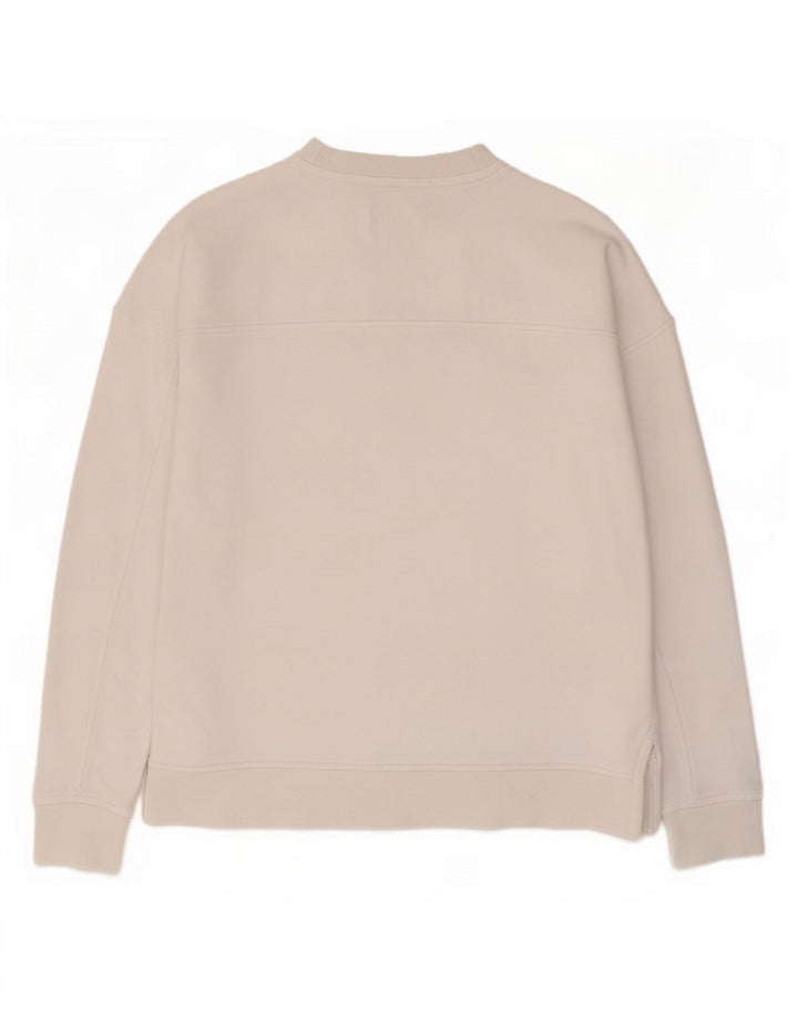 Barbour Mujer Gráfico Sudadera De Gran Tamaño Jersey Reino Unido 10 Pequeño Algodón Blanco