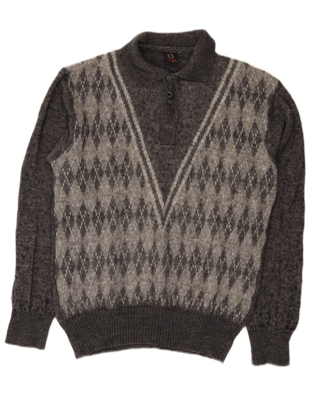 Rinaldi Jersey tipo polo con cuello tipo polo para hombre gris medio Argyle/lana de diamante