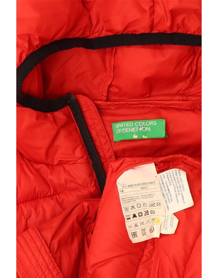 Benetton Cazadora Acolchada Con Capucha Niño 10-11 Años Poliamida Rojo