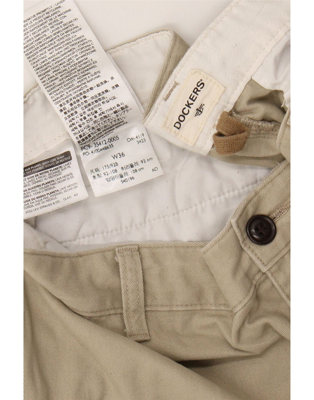 DOCKERS Pantalones cortos chinos para hombre W36 Algodón beige grande