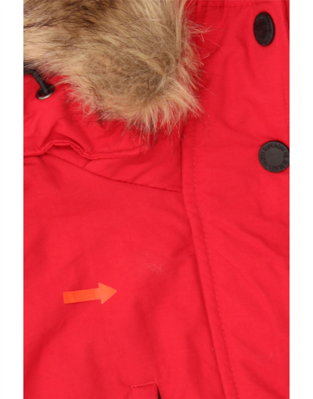 Superdry Parka extragrande con capucha para mujer, talla 40, nailon rojo pequeño