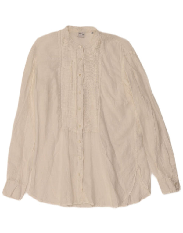Aspesi Camisa de esmoquin para mujer IT 46 Large White Linen