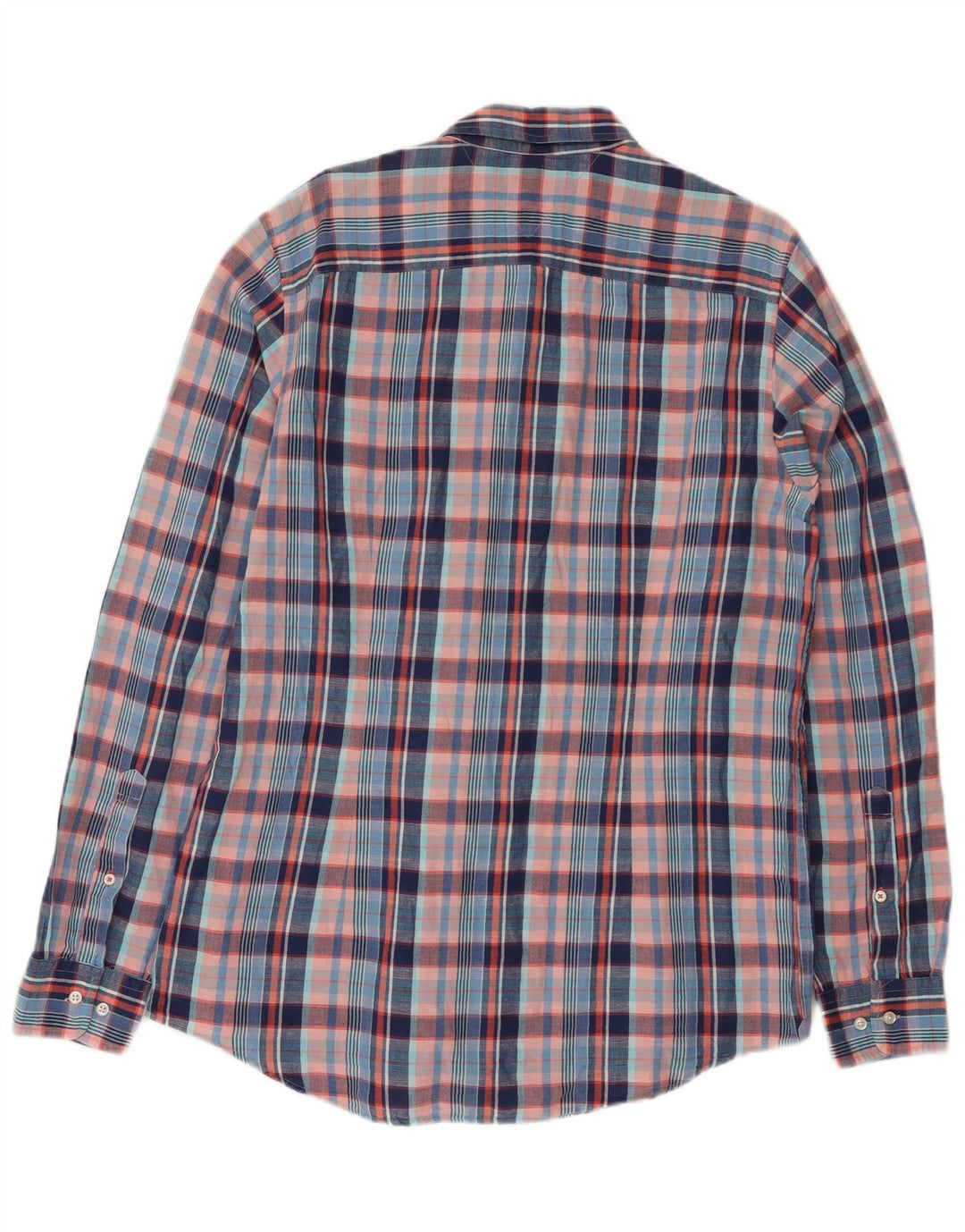 Tommy Hilfiger Camisa Hombre XL Lino A Cuadros Azul