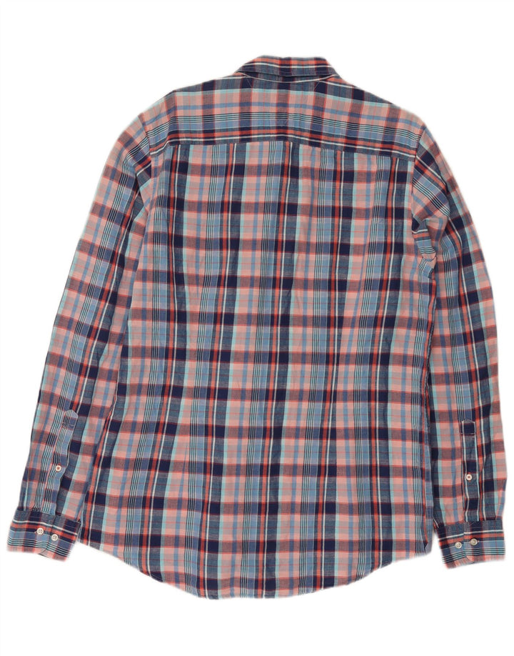 Tommy Hilfiger Camisa Hombre XL Lino A Cuadros Azul