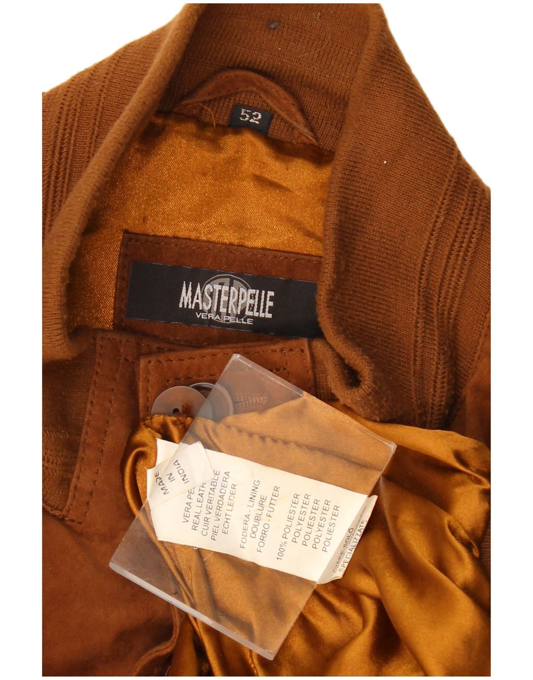 MASTERPELLE Chaqueta bomber de ante para hombre IT 52 XL Cuero marrón