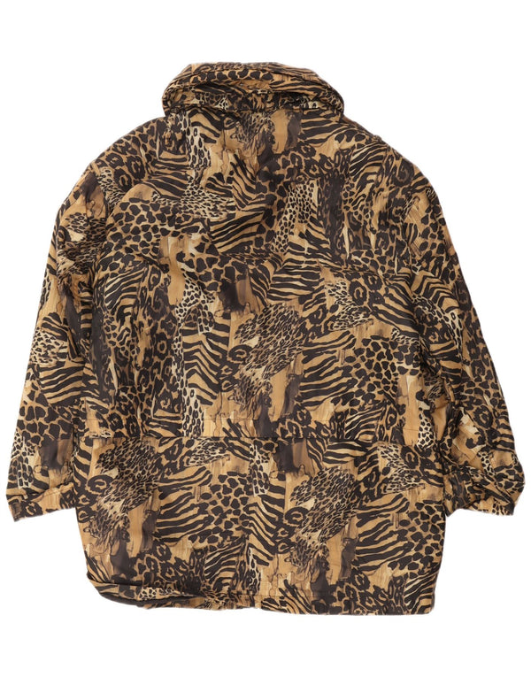 Chaqueta cortavientos vintage para mujer Reino Unido 16 estampado animal marrón grande