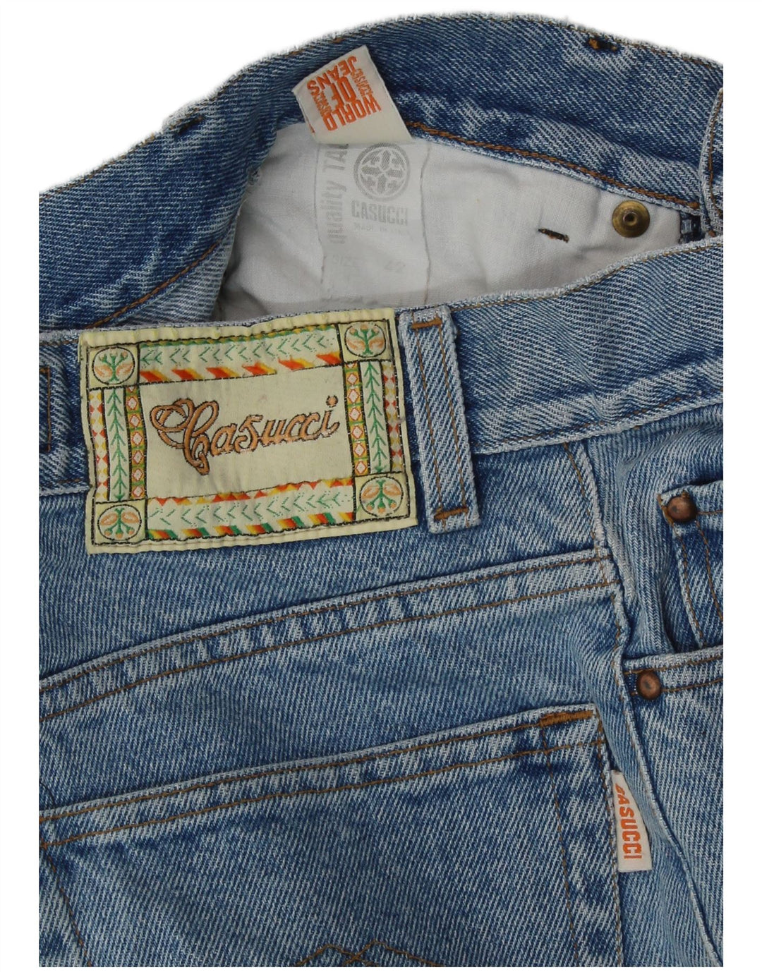 CASUCCI Vaqueros cortos de cintura alta para mujer IT 42 Medium W26 L23 Azul