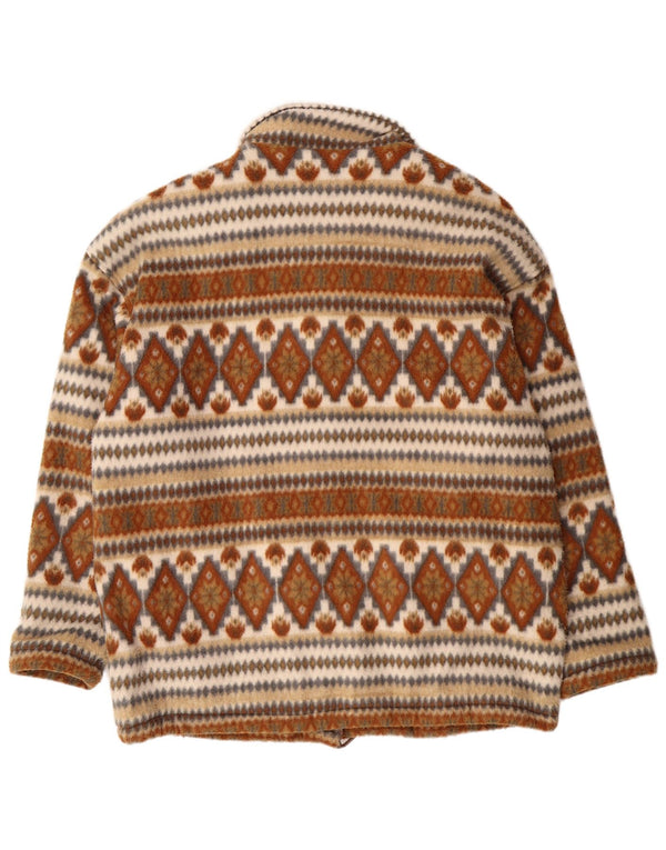 VINTAGE Chaqueta bomber de gran tamaño para mujer Reino Unido 14 Marrón Medio Fair Isle