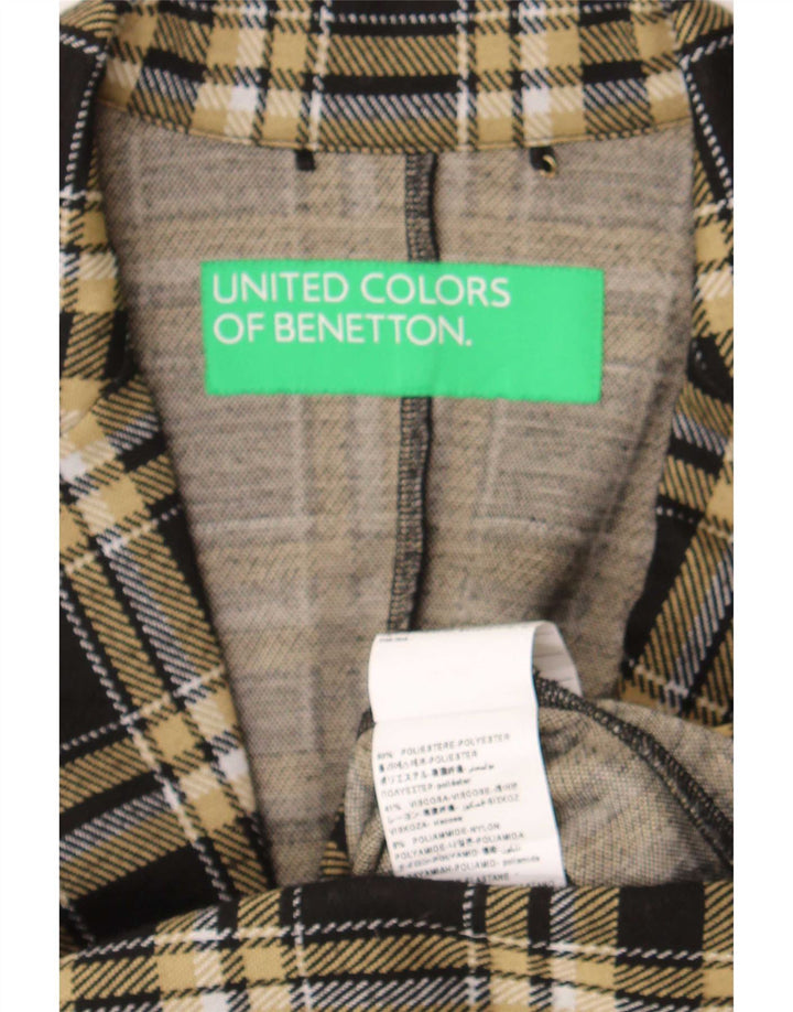 Benetton Chaqueta Americana De 1 Botón Para Mujer UK 40 Small Black Check Poliéster