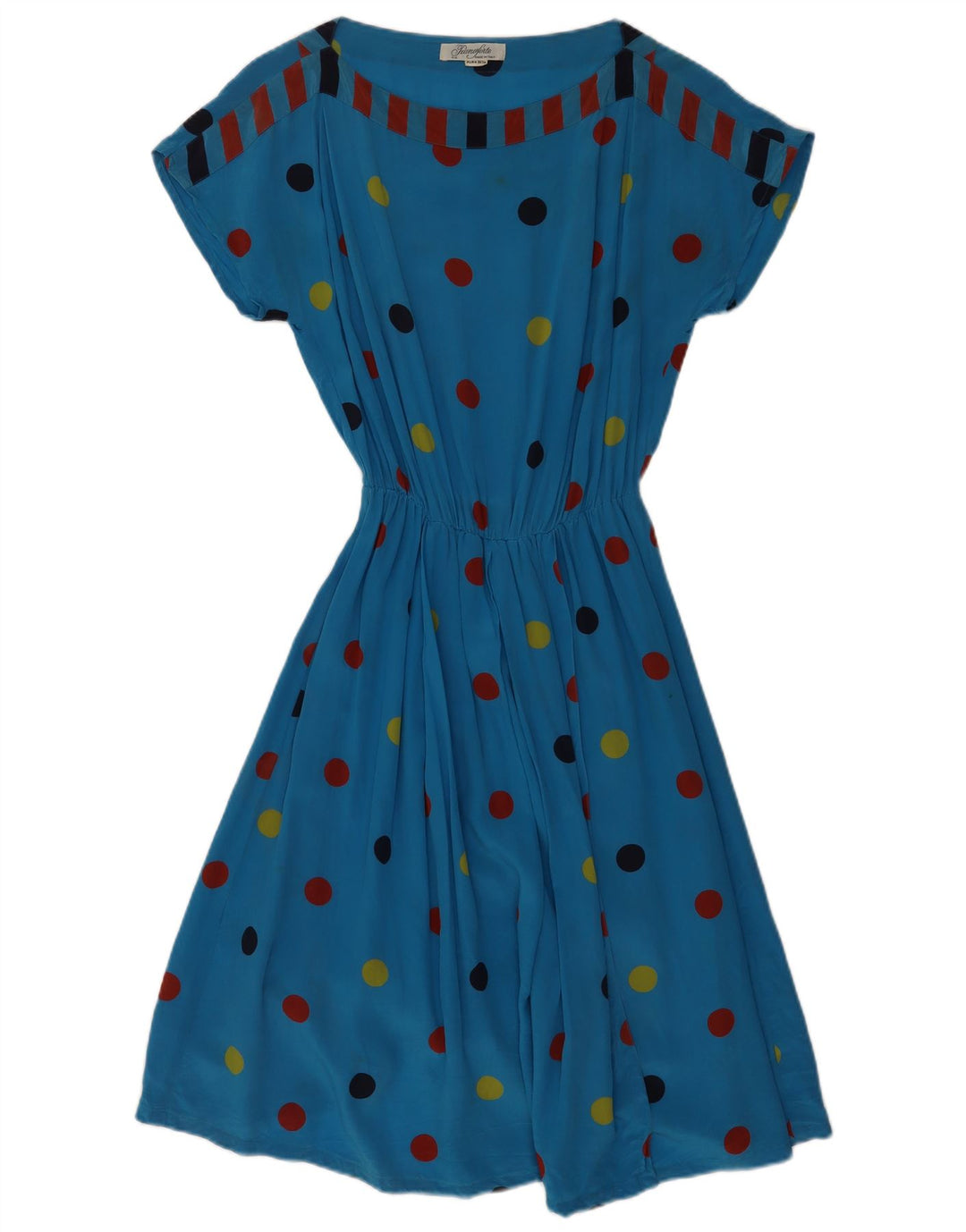 Pianoforte Vestido evasé para mujer IT 44 Seda azul medio con lunares