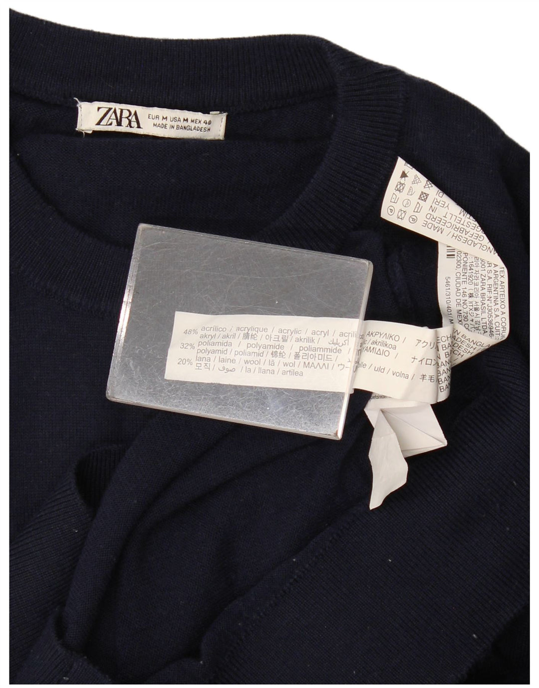 Zara Hombre Jersey Cuello Redondo Jersey Medio Azul Marino Acrílico