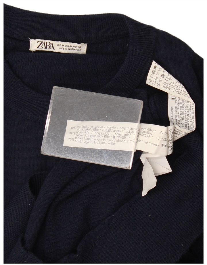 Zara Hombre Jersey Cuello Redondo Jersey Medio Azul Marino Acrílico