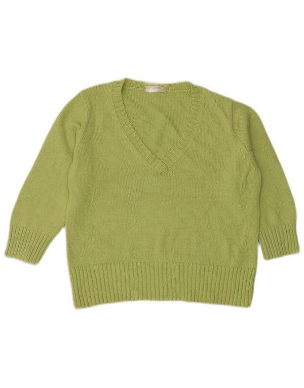 Marks & Spencer Jersey de Manga 3/4 con Cuello en V para Mujer UK 40 XL Verde