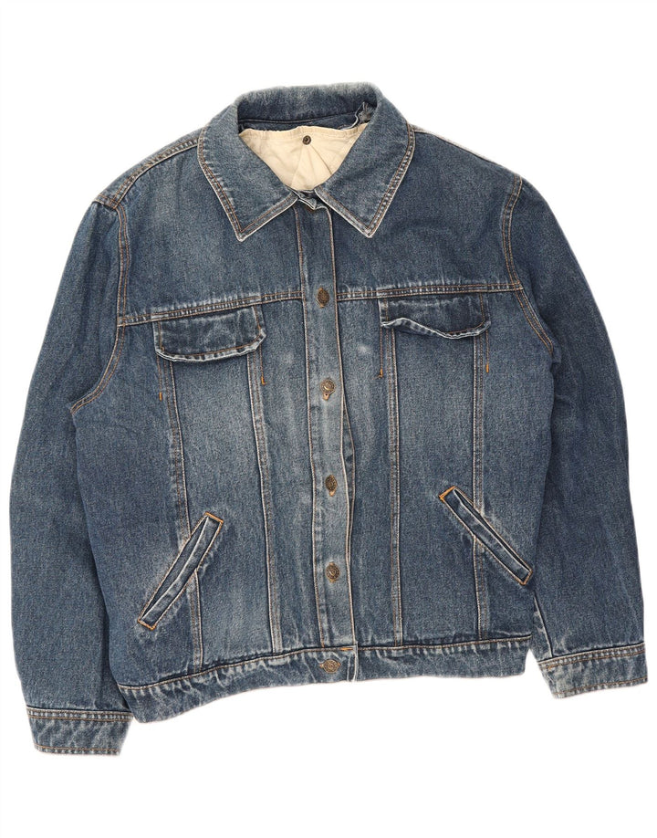 Vintage mujer chaqueta de mezclilla de gran tamaño Reino Unido 10 azul pequeño